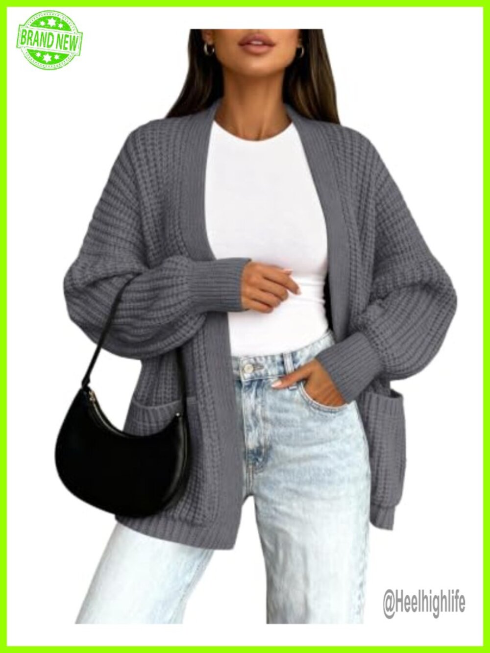 Slouchy Chunky Knit Cardigan Sweater with Pockets Oversized